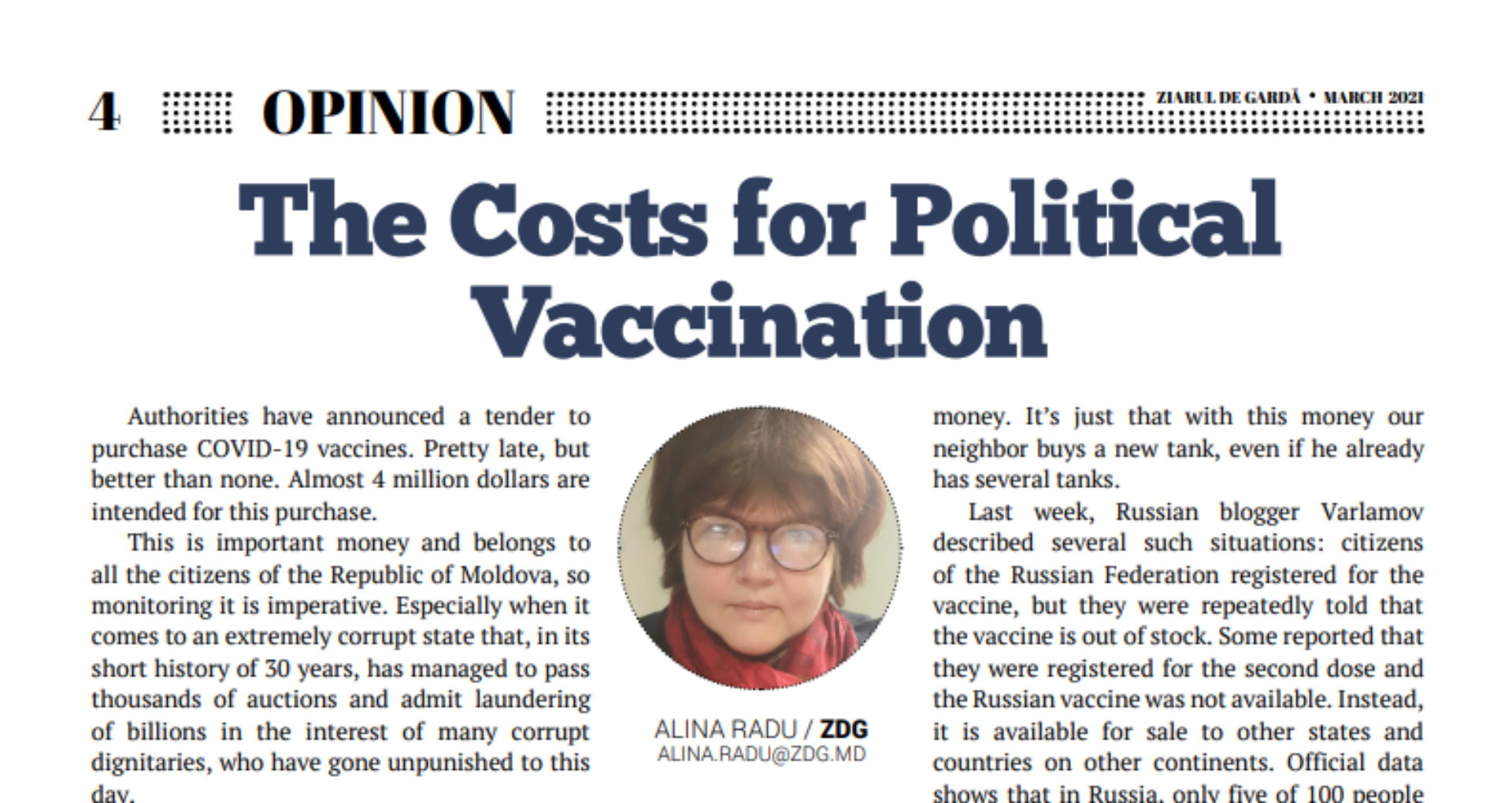 The Costs for Political Vaccination