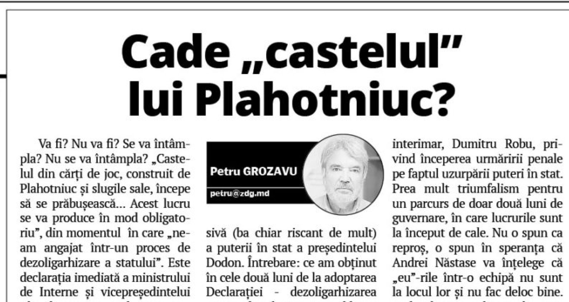 Is Plahotniuc’ s Castle Falling?