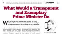 What Would a Transparent and Exemplary Prime Minister Do