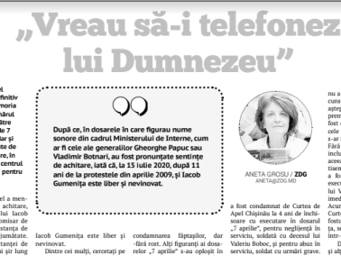 The Decision of the Chișinău Court of Appeal in the case of Iacob Gumeniță