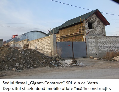 Sediul firmei „Gigant-Construct” SRL din or. Vatra. Depozitul și cele două imobile aflate încă în construcție