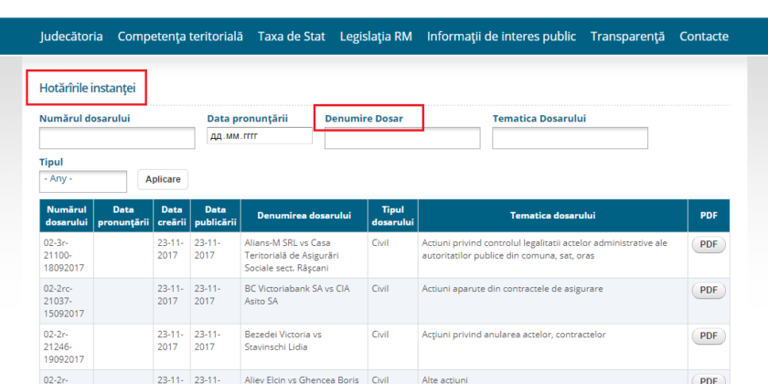 Portalul instantelor de judecata dosare