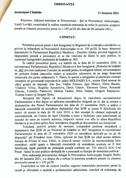 Doc SemnÄƒtura Lui Ilan È™or De Pe Un Proiect De Lege InvestigatÄƒ De Procuratura AnticorupÈ›ie Decizia Procurorului De Caz De A Refuza Pornirea Unui Dosar Penal AnulatÄƒ