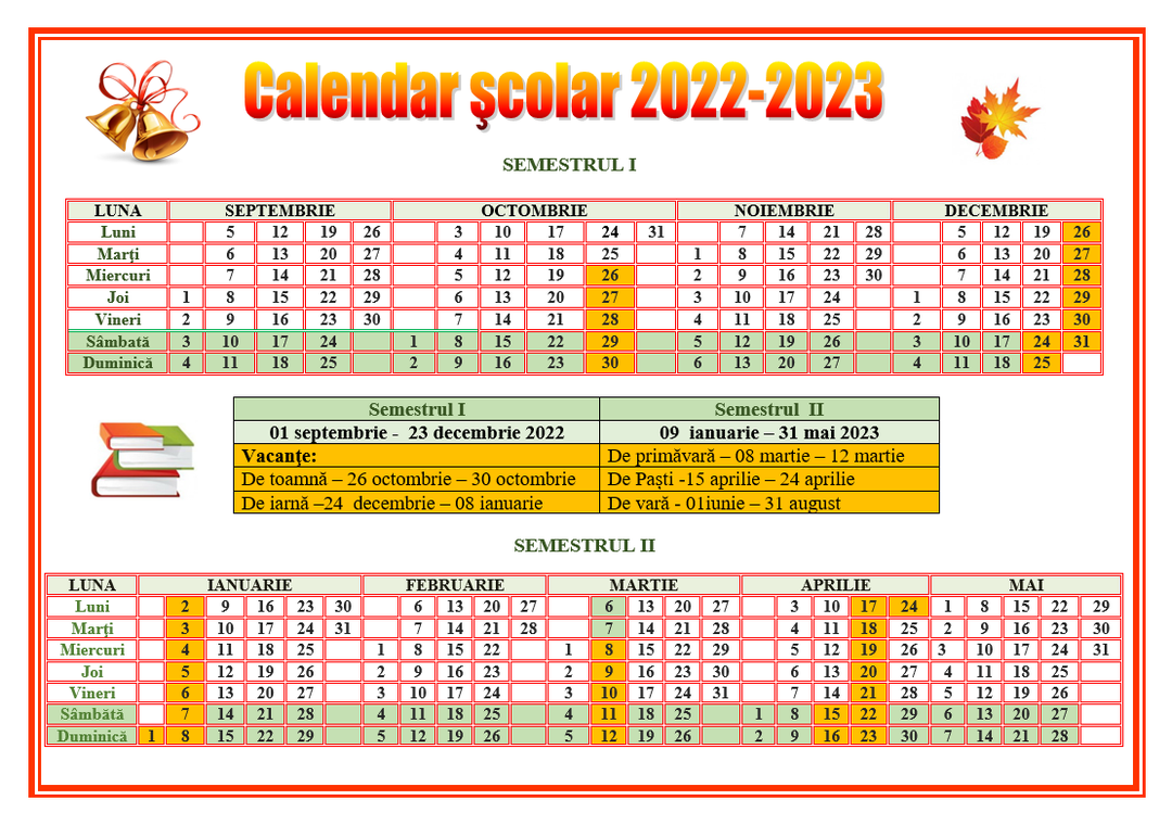 Calendarul școlar pentru anul de studii 20222023 Ziarul de Gardă